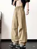 Pantalones utilitarios verde militar para hombre, pantalones anchos holgados de estilo retro americano para otoño, pantalones casuales de marca de moda para adolescentes