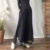 Pantalones de pierna ancha de lino y algodón con cintura elástica, bordado pesado, estilo chino retro, holgados, talla grande, primavera-verano, transfronterizos del sudeste asiático