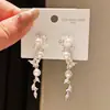 Pendientes de Tachuela con Borla de Perla y Circonita Estilo Lujo Ligero Aguja Plateada Temperamento Francés Versátiles Pendientes Joyería de Oreja Simple de Gama Alta Nicho para Mujeres