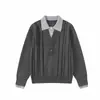 Yidao Vintage 2026 Coleção Outono Nova: Suéter Pulôver Color Block com Lapela Estilo Marroquino Old Money Retrô para Homens