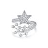Anillo de Zirconia con Diamantes Completos Viento Frío Estrellas Meteoro Lujo Ligero Moda de Gama Alta Anillo Versátil Accesorios de Moda Tendencia