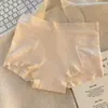 Calzoncillos tipo bóxer de encaje y seda helada para mujer 10A Entrepierna extendida antibacteriana Sin costuras Transpirables Cintura media de cuatro esquinas para niñas
