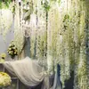 Flores de glicinia artificiales para decoración de techo, decoración de bodas, flores artificiales para decoración de sala de estar, escenarios de parques y hoteles (12 piezas por juego)