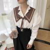 Chal pequeño y sencillo de otoño e invierno, estilo azul marino, borde cuadrado, cuello falso japonés y coreano, chal de punto, bufanda cálida, chal de doble propósito para mujer