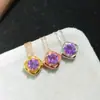 Colgante de amatista natural pura para mujer, color super cristalino, 6*6 mm, inserto de plata de ley s925 de alta calidad