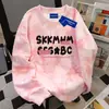Sudadera Redonda Tie-Dye Rosa Linda con Letras Americanas 2025 para Mujer Otoño e Invierno Estilo Perezoso Versátil Tops de Pareja