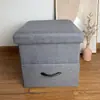 Taburete de Almacenamiento de Madera para el Hogar con Tela, Taburete para Mesa de Comedor, Taburete Plegable Multifuncional con Patas de Madera, Taburete de Sofá con Almacenamiento