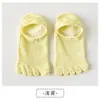 Calcetines de cinco dedos para mujer, finos de verano, color liso, invisibles, de malla, huecos, de dedo dividido, tobilleros, antideslizantes, no se caen del talón, calcetines cortos de algodón