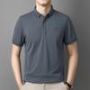 Camisa polo masculina de manga curta polo lapela T-shirt Ice Silk gola fria meia manga coroa estampada T-shirt top roupas