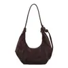 Bolso de Hombro de Terciopelo Suede Estilo Coreano Retro Plegado Tipo Dumpling para Mujer Ambiente Relajado Estilo Perezoso Versátil Bolso Cruzado Sensación de Alta Gama