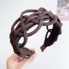 Diadema Trenzada Ancha Estilo Coreano, Diadema Súper Ancha, Diadema de Corona Alta, Pinza para el Cabello para Lavarse la Cara, Diadema Color Café con Leche para Mujer