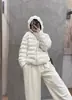 Chamarra Corta de Algodón con Capucha y Costillas Estilo Invierno 2026 para Mujer, Estilo Coreano, Ligera, Mismo Material por Dentro y por Fuera