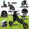 Carro de golf triciclo PGM con freno, bolsa de hielo plegable, soporte para paraguas, portavasos con asiento