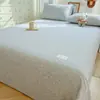 Sábana de cama de tela gruesa de algodón puro Clase A, cubierta de cama simple de lino de algodón tradicional para enfriar, juego de tres piezas