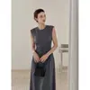 Vestido de Verano 2026 con Cuello Redondo, Hombros Descubiertos, Sin Mangas, Plisado, Falda Larga de Longitud Media, Transmisión en Vivo, Dropshipping, Distribución Transfronteriza