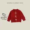 Cardigã Vermelho para Bebê Menina Primavera/Outono Suéter com Decoração de Laço para Bebê e Criança Pequena Jaqueta de Moda Tendência para Menina