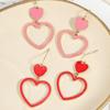 Pendientes de gota de aceite con forma de corazón de melocotón, elegantes y dulces, de estilo japonés y coreano, para mujer, a la moda, para ir al trabajo.
