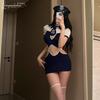 Uniforme sexy y apasionado mono sexy de marinero azul marino uniforme de policía con tiras caladas traje de seducción 270