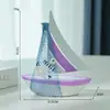 Barco de Lata Estilo Mediterrâneo Transfronteiriço Decoração Criativa para Mesa de Casa Modelo Vela Suave Barco Feito à Mão