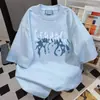 Camiseta Original Estampada de Manga Curta Versão Coreana Tendência Ins Verão 2025 High Street Design de Nicho Casual Solta Manga Curta