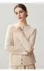 Nuevo Cárdigan de Punto de Cachemira Otoño e Invierno Moda Color Sólido Borde Enrollado Cuello Redondo Manga Larga Botones Sencillo para Mujer Viaje