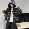 Chamarra suéter larga de rayas con capucha estilo coreano para mujer, nueva colección otoño/invierno, diseño holgado y relajado, cárdigan tejido