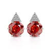 Pendientes de Corte Rosa Más Vendidos en Tiktok y Xiaohongshu Moda Simple Deslumbrantes Pendientes de Diamante de Alto Carbono Joyería Transmisión en Vivo Venta al por Mayor de una Pieza