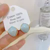 Banho de Ouro Real, Coleção Série Azul Moda Coreana e Japonesa, Brincos de Esmalte com Efeito Gotejante para Mulheres, Novos Brincos e Acessórios de Luxo Leve Nicho