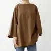 Lotte Feminino Novo Simples Cor Sólida Casual Oversized Gola Redonda Manga de Três Quartos Blusa Moletom Feminino Casual Versátil