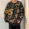 Outono e inverno carta suéter masculino solto moda marca preguiçoso suéter inverno pulôver suéter gola redonda primavera e outono top