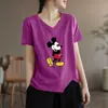 Camiseta de manga corta con cuello en V, holgada, talla grande, para mujer, superávit de comercio exterior transfronterizo