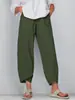 Roupas Femininas Transfronteiriças Nova Cor Sólida Transfronteiriça Roupa Feminina Tamanho Plus Simples Solta Casual Calça de Nove Pontos