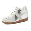 Tenis de Plataforma de Cuero Mate con Tacón Oculto para Aumento de Altura de 5 cm para Mujeres Petite, Zapatos Casuales Versátiles para Mujeres