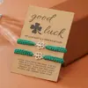 Producto Nuevo Transfronterizo St. Pulsera tejida verde del Día de San Patricio, popular en Europa y América, pulsera ajustable versátil de trébol de cuatro hojas