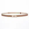 Cinturón fino para mujer abrigo falda retro suéter traje Maillard atado a la cintura hebilla dorada simple sello de cintura fina para mujer