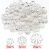 Chapado en Oro Blanco de Oro Real de 18 Quilates Plata Gruesa Conservación del Color Patrón de Puntos Flor Tapa de Flor Soporte de Flor Colgante Colgante Pulsera DIY Accesorios de Joyería