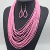Aretes de Cuentas de Arroz Bohemios de Múltiples Capas Set de Collar Cadena de Suéter Personalizada Estilo Étnico Retro