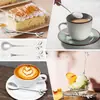 Venta al por mayor de fábrica acero inoxidable forma creativa de hojas cuchara de café cuchara para mezclar cuchara de postre hojas tenedor de frutas traje