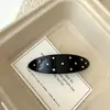 Presilha de Cabelo Oval com Design Único, Strass Branco Lua e Acetato Cintilante, Acessório de Cabelo com Presilha de Mola