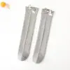 Nuevos Calcetines de Algodón para Niñas Bebés de Caña Media con Encaje de Lazo de Doble Puntada para Primavera y Verano, Boca Suelta, Calcetines Apilables para Niños