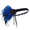 Diadema de Plumas Vintage LOWOSAIWOR para Fiesta Gatsby de los años 20 Tocados de Fiesta Diadema Negra con Pedrería