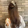 Presilha de Garra de Pelúcia com Laço Estilo Chanel Grampo para Cabelo Traseiro Feminino Pinça de Tubarão Acessório de Cabeça Novo Outono e Inverno com Sensação de Alto Padrão