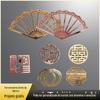 Placa de injeção criativa de plástico, ventilador em forma de leque, presente, artesanato em ABS, oco, logotipo galvanizado, embalagem de caixa de presente, placa decorativa