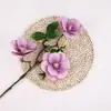 3 Flores Artificiais de Magnólia de Chá para Decoração de Café, Flores de Seda para Cenários Populares de Fotos, Flores Artificiais para Arranjo de Mesa de Jantar em Casa