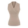 Chaleco Cruzado de Belleza Elegante Coreano Elegante Delgado Corto Sexy Cuello en V Versátil Tejido sin Mangas Top Camiseta