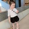 Conjunto para Niñas Blusa Top de Gasa con Lazo Muñeca con Pantalones Florales 26 Verano Nuevo Estilo Ropa Infantil de Comercio Exterior al por Mayor