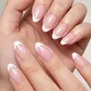 Unhas Postiças Francesas Feitas à Mão Produto Acabado Gelo Translúcido Estilo Novo Transfronteiriço Mais Vendido Desejo Puro Clareamento Toque de Luxo Laço Destacável
