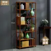 Librero de Madera Maciza Estilo Chino Mueble para Té Vinoteca Estante para Flores Gabinete Divisorio Adornos para Sala de Estar Estante de Almacenamiento de Pie de Múltiples Capas