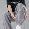 Pantalones de pierna recta, de corte holgado para hombre, de malla transpirable, ligeros, deportivos, finos, de pierna ancha, pantalones de malla, pantalones casuales, pantalones de verano para hombre