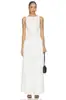 Vestido largo sin mangas de estilo europeo y americano de alta gama con cuello barco, corte ajustado, dobladillo grande plisado, espalda descubierta en V Amazon